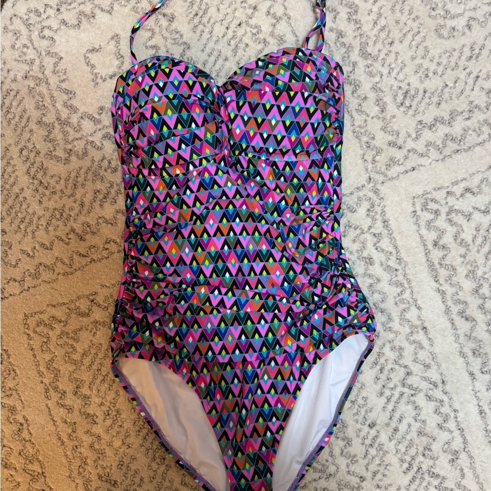 Anne Cole Purple Geometric One-Piece Swimsuit